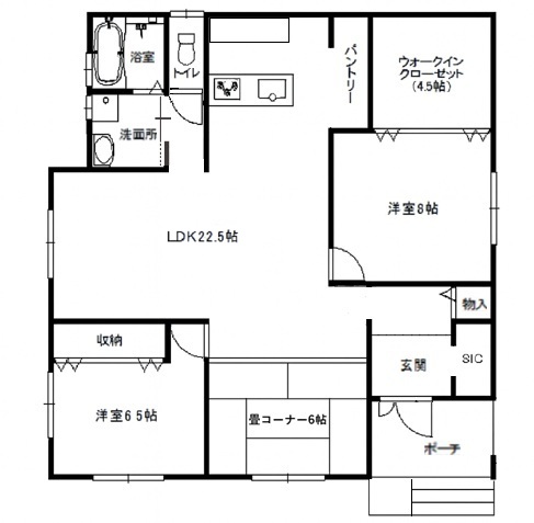 木更津市牛込 間取り図 2SLDK 平屋建て